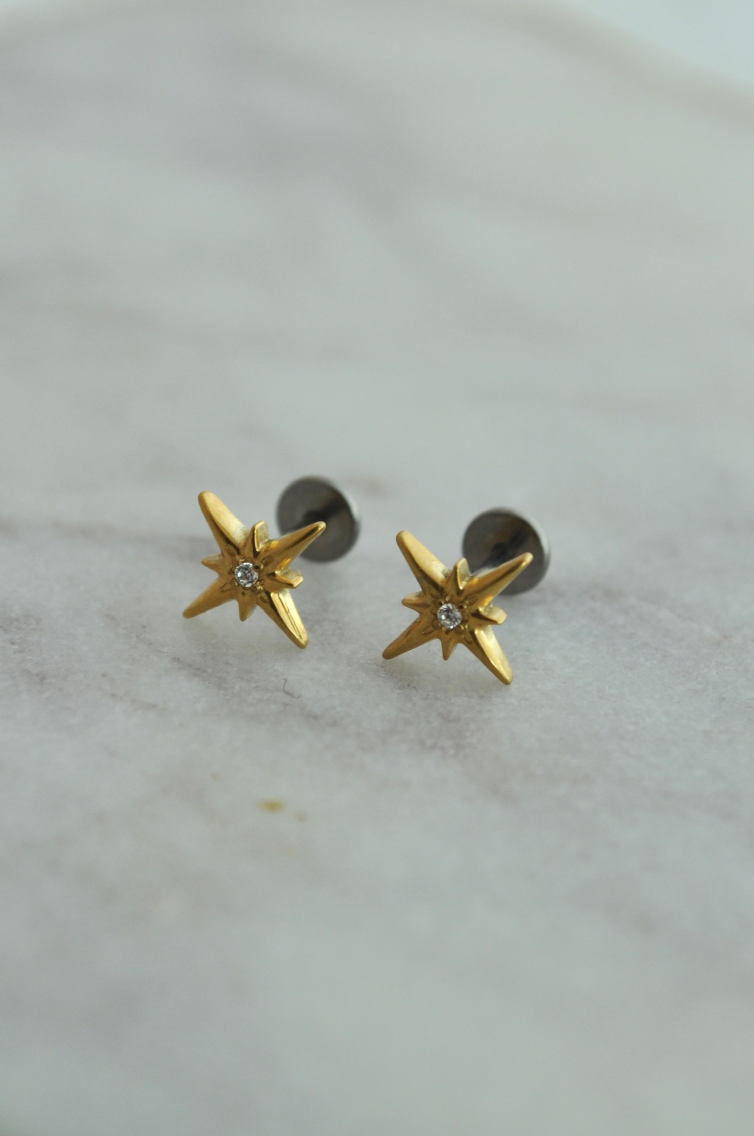 North Star 8-Point Titanium Flat Back Earrings - Image 3